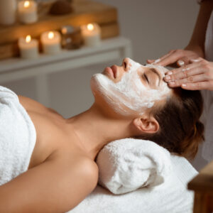 young woman mask face relaxing spa salon my beauty artists